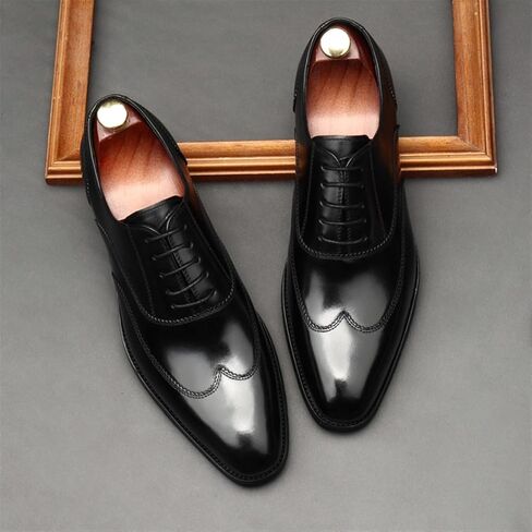 Dress Shoes for Men Men's Black Lace Up Pointed Dress Shoes for Formal and Casual Occasions in Saudi Arabia