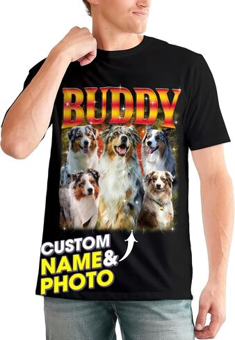 JIX & JOKY Custom Your Own Bootleg Rap Shirts with Dog Faces Custom Pet Shirt for Men Graphic Tshirt Gift Idea for Pet Lovers in Saudi Arabia