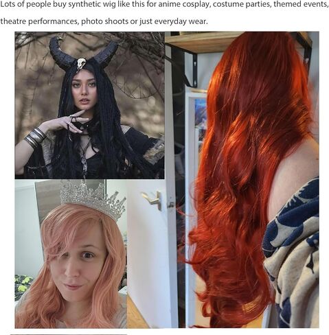 Rose Bud Hair Cosplay شعر مستعار مع الانفجارات البرتقالية 32 بوصة طويلة متموجة in Kuwait