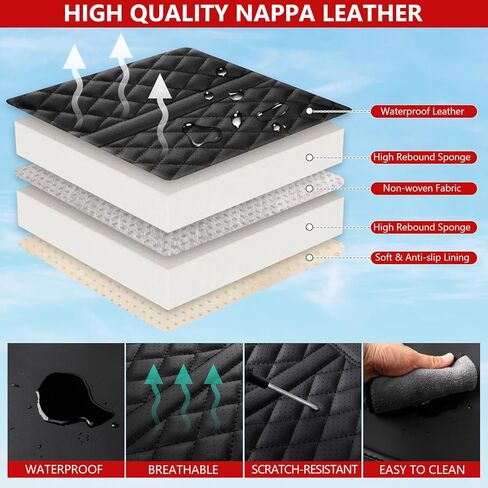 otoez Leather Car Seat Covers Full Set, Breathable Waterproof Nappa Leather Car Seat Protectors with Lumbar Support, Universal Automotive Seat Covers for Most Cars SUV Truck Sedan (Black+Pink) in Kuwait