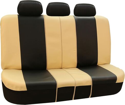 FH Group Car Seat Covers Full Set Royal PU Leather High Back Automotive Seat Covers, Airbag Compatible and Split Ready Gray Black Seat Covers Universal Fit Interior Accessories for Cars Trucks and SUV in Saudi Arabia