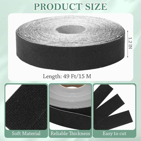 Marspark 1.2 Inch x 49 ft Black Felt for Squeegee Edge Wrapping Self Adhesive Decal Felt Tape for Auto Vinyl Wraps Tools Wallpaper Tools Furniture Pads in Saudi Arabia
