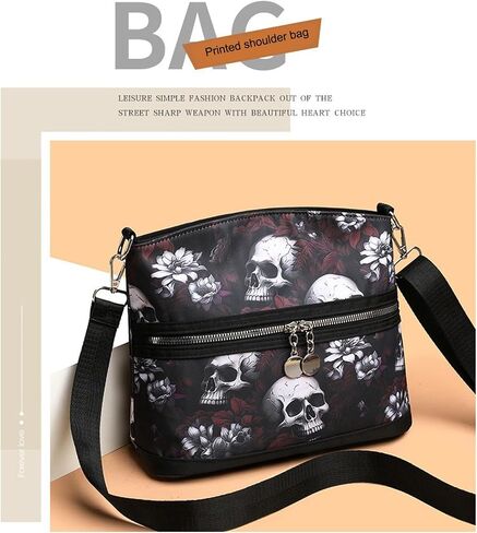 Women's Skull Shoulder Bag, Gothic Skull Wallet Y2k Backpack Street Hippie Backpack (red,One Size) in Kuwait