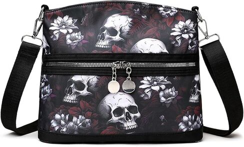 Women's Skull Shoulder Bag, Gothic Skull Wallet Y2k Backpack Street Hippie Backpack (red,One Size) in Kuwait