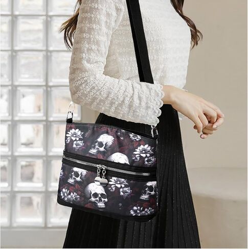 Women's Skull Shoulder Bag, Gothic Skull Wallet Y2k Backpack Street Hippie Backpack (red,One Size) in Kuwait