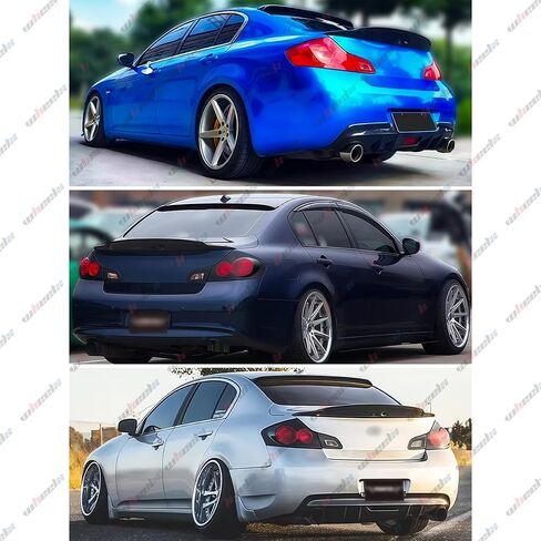 Rear Trunk Spoiler & Roof Top Wing Compatible with 2007-2015 Infiniti G35 G25 G37 Q40,Duckbill High Kick Trunk Tail Deck Lid Wing Lip Fits for 4-Door (Carbon Fiber Pattern) in Saudi Arabia
