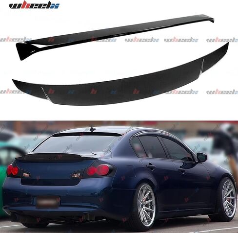 Rear Trunk Spoiler & Roof Top Wing Compatible with 2007-2015 Infiniti G35 G25 G37 Q40,Duckbill High Kick Trunk Tail Deck Lid Wing Lip Fits for 4-Door (Carbon Fiber Pattern) in Saudi Arabia