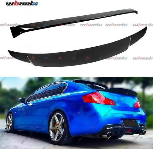 Rear Trunk Spoiler & Roof Top Wing Compatible with 2007-2015 Infiniti G35 G25 G37 Q40,Duckbill High Kick Trunk Tail Deck Lid Wing Lip Fits for 4-Door (Carbon Fiber Pattern) in Saudi Arabia