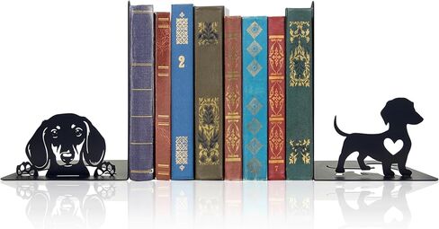 Dachshund Theme Bookends Decor – Dachshund Gifts with Black Modern Bookends, Decorative Bookends for Shelves – Unique Bookends for Kids, Beautiful Book Stopper for Shelves (Dachshund) in Kuwait