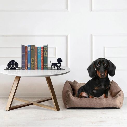 Dachshund Theme Bookends Decor – Dachshund Gifts with Black Modern Bookends, Decorative Bookends for Shelves – Unique Bookends for Kids, Beautiful Book Stopper for Shelves (Dachshund) in Kuwait