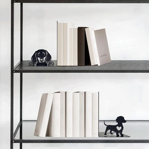Dachshund Theme Bookends Decor – Dachshund Gifts with Black Modern Bookends, Decorative Bookends for Shelves – Unique Bookends for Kids, Beautiful Book Stopper for Shelves (Dachshund) in Kuwait