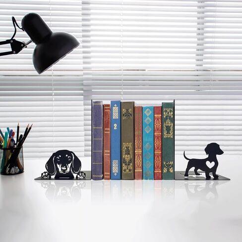 Dachshund Theme Bookends Decor – Dachshund Gifts with Black Modern Bookends, Decorative Bookends for Shelves – Unique Bookends for Kids, Beautiful Book Stopper for Shelves (Dachshund) in Kuwait
