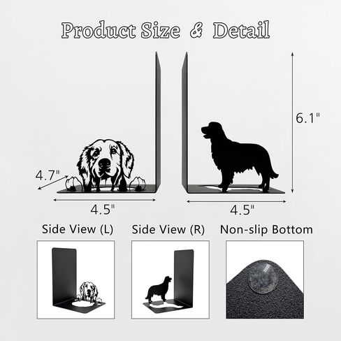 Dachshund موضوع Bookends Decor - Dachshund Gifts with Black Modern Bookends و Devative Books للرفوف - Bookends فريدة من نوعها للأطفال ، سدادة كتاب جميلة للأرفف (Dachshund) in Kuwait