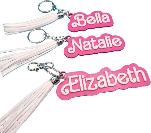 سلسلة مفاتيح NAMETAG المخصصة مع TASSEL - PINK DOLL موضوع - علامة الأمتعة المخصصة ، Backpack Keyring in Saudi Arabia