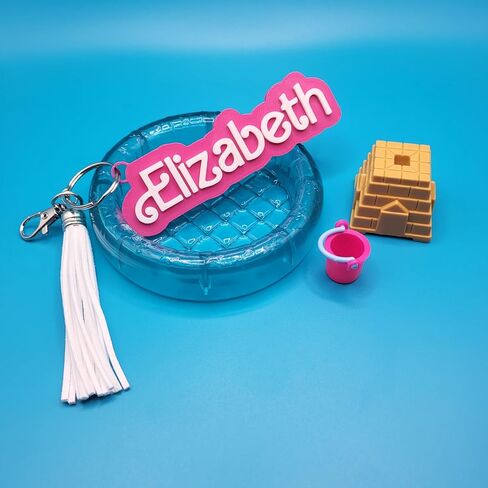 سلسلة مفاتيح NAMETAG المخصصة مع TASSEL - PINK DOLL موضوع - علامة الأمتعة المخصصة ، Backpack Keyring in Saudi Arabia