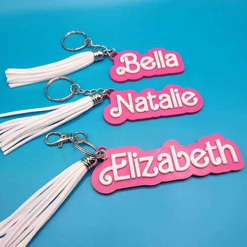 سلسلة مفاتيح NAMETAG المخصصة مع TASSEL - PINK DOLL موضوع - علامة الأمتعة المخصصة ، Backpack Keyring in Saudi Arabia