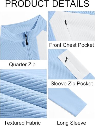 Yousify Mens Quarter Zip Pullover Long Sleeve Textured Golf Shirt Outdoor Workout Athletic Sweatshirt in Saudi Arabia