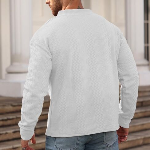 Men's V-Neck Sweatshirt Pullover Long Sleeve Knitted Casual Sweaters in Saudi Arabia