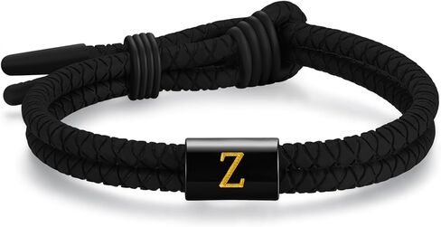 سوار أولي قابل للتعديل سيليكون سوار أولي للرجال ، أساور سحر الحرف من الفولاذ المقاوم للصدأ A-Z ، هدايا المجوهرات المطاطية الرياضية المقاومة للماء in Kuwait