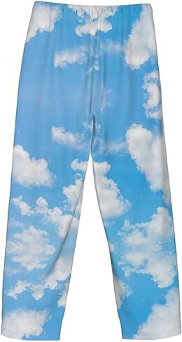 Blue Sky White Cloud Print Men Relaxation Pajama Pants Soft Lightweight Lounge Bottoms With Drawstring Pants in Saudi Arabia