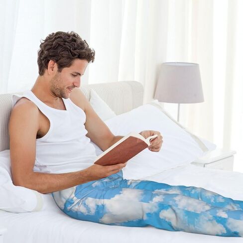 Blue Sky White Cloud Print Men Relaxation Pajama Pants Soft Lightweight Lounge Bottoms With Drawstring Pants in Saudi Arabia