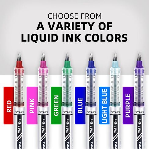 eyeye 0.7mm rollerball pens نقطة متوسطة ، 12 حزمة 6 ألوان قلم الكرة الجاف الجاف ، أقلام الحبر السائل نقاط الدهشة القلم الكتابة على نحو سلس للتغلب على المجلات ، ومكتب ، واللوازم المدرسية in Kuwait