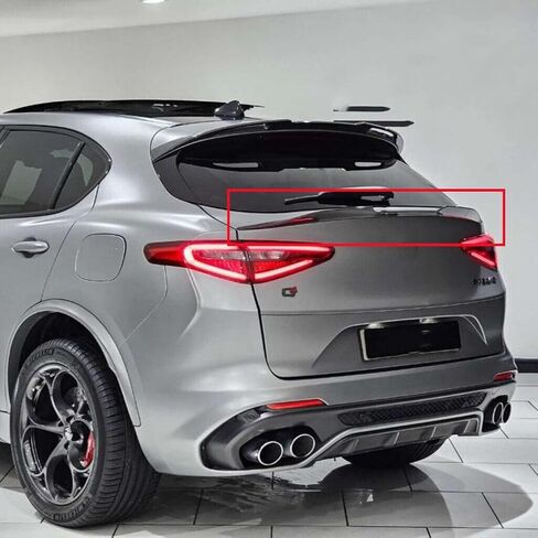 Rear Window Middle Spoiler Tailgate Mid Wing Fit for Alfo Romeo Stelvio 2018-2024 Quadrifoglio/Sprint/Stdrd/Ti/Veloce/Sport Style Lip Exterior Accessories Gloss Black in Saudi Arabia