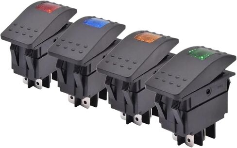 5/10pcs LED BAR LID LIGHT BARK CAR CAR POTTAL TOGGLE ROCKER SWITCH 4PIN 12V 24V 220V ON OFF DPST BUTTER (الضوء الأخضر ، 10pcs_220v) in Saudi Arabia