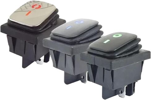16A 250VAC Heavy Duty KCD4-201 Waterproof Rocker Switch Latching ON Off 12V 220V Red Green Blue Yellow Light(Red Light,ON-Off_12V) in Saudi Arabia