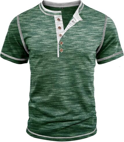 Men’s Henley Shirts Short Sleeve Athletic Button Basic Tee Shirts Summer Lightweight T Shirts in Saudi Arabia