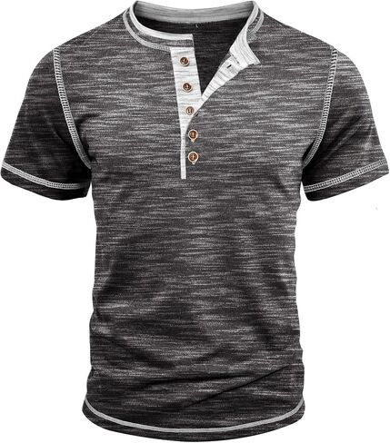 Men’s Henley Shirts Short Sleeve Athletic Button Basic Tee Shirts Summer Lightweight T Shirts in Saudi Arabia