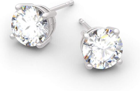 Jeulia Classic Round Cut Sterling Silver Stud Earrings Round Clear CZ Jewelry Women's Stud Earrings Cubic Zirconia Gift for Women Love Party Jewelry Valentine'S Day,Women'S Day Gift For Ears in Saudi Arabia