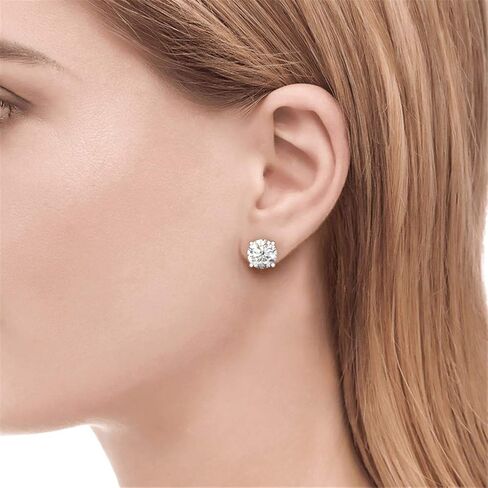 Jeulia Classic Round Cut Sterling Silver Stud Earrings Round Clear CZ Jewelry Women's Stud Earrings Cubic Zirconia Gift for Women Love Party Jewelry Valentine'S Day,Women'S Day Gift For Ears in Saudi Arabia