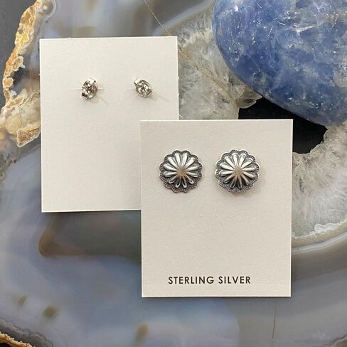 sterling Silver Repousse Concho Stud أقراط للنساء (زوج واحد) ، حجم واحد in Saudi Arabia