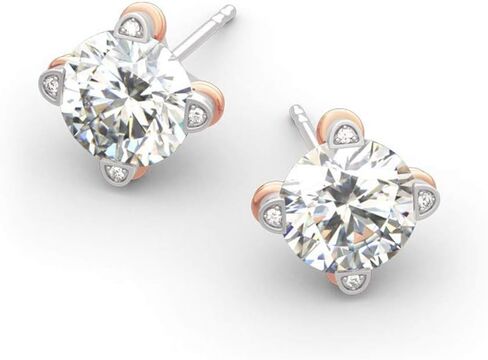 Jeulia Classic Round Cut Sterling Silver Stud Earrings Round Clear CZ Jewelry Women's Stud Earrings Cubic Zirconia Gift for Women Love Party Jewelry Valentine'S Day,Women'S Day Gift For Ears in Saudi Arabia