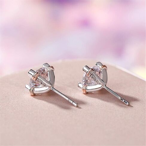 Jeulia Classic Round Cut Sterling Silver Stud Earrings Round Clear CZ Jewelry Women's Stud Earrings Cubic Zirconia Gift for Women Love Party Jewelry Valentine'S Day,Women'S Day Gift For Ears in Saudi Arabia
