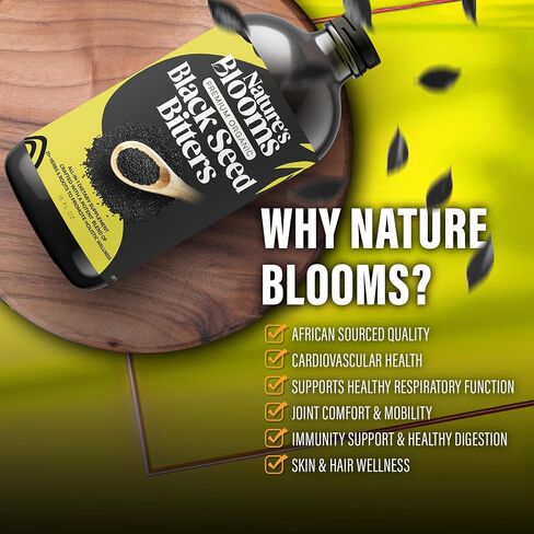 Nature's Blooms: ملحق بذور أسود ناتجة عن الصحة والعافية | مضادات الأكسدة الفائقة لدعم المناعة والمفاصل والهضم والشعر والجلد | 16 أوقية in Saudi Arabia