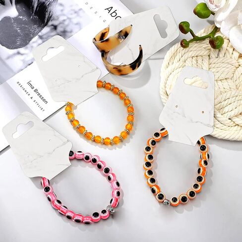 joycraft 100Pcs Bracelet Display Cards, 4.7x1.7Inch Self-Adhesive Necklace Display Cards, Earring Paper Display Cards, Brown Jewelry Cards for Earring Bracelets Jewelry Scrunchies Keychain in Saudi Arabia