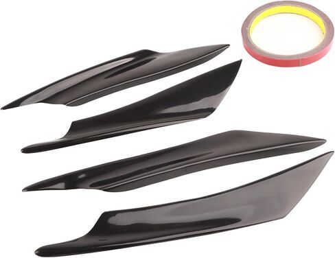 Front Bumper Lip Splitter, Fin Canards Body Spoiler Kit, 4pcs Universal Car Body Spoiler Front Bumper Lip Splitter Fins Trim (Black unpainted) in Saudi Arabia