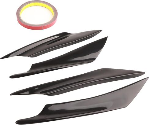 Front Bumper Lip Splitter, Fin Canards Body Spoiler Kit, 4pcs Universal Car Body Spoiler Front Bumper Lip Splitter Fins Trim (Black unpainted) in Saudi Arabia