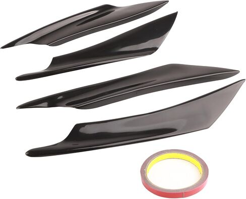 Front Bumper Lip Splitter, Fin Canards Body Spoiler Kit, 4pcs Universal Car Body Spoiler Front Bumper Lip Splitter Fins Trim (Black unpainted) in Saudi Arabia