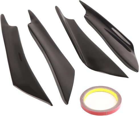 Front Bumper Lip Splitter, Fin Canards Body Spoiler Kit, 4pcs Universal Car Body Spoiler Front Bumper Lip Splitter Fins Trim (Black unpainted) in Saudi Arabia