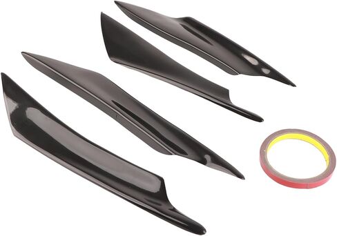 Front Bumper Lip Splitter, Fin Canards Body Spoiler Kit, 4pcs Universal Car Body Spoiler Front Bumper Lip Splitter Fins Trim (Black unpainted) in Saudi Arabia