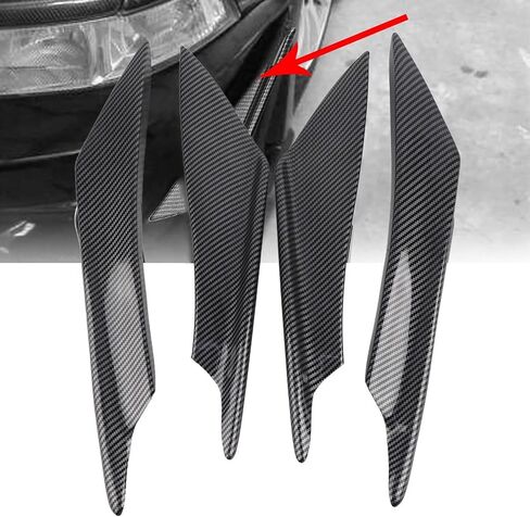 Front Bumper Lip Splitter, Fin Canards Body Spoiler Kit, 4pcs Universal Car Body Spoiler Front Bumper Lip Splitter Fins Trim (Black unpainted) in Saudi Arabia