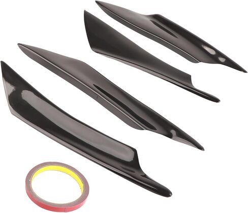Front Bumper Lip Splitter, Fin Canards Body Spoiler Kit, 4pcs Universal Car Body Spoiler Front Bumper Lip Splitter Fins Trim (Black unpainted) in Saudi Arabia