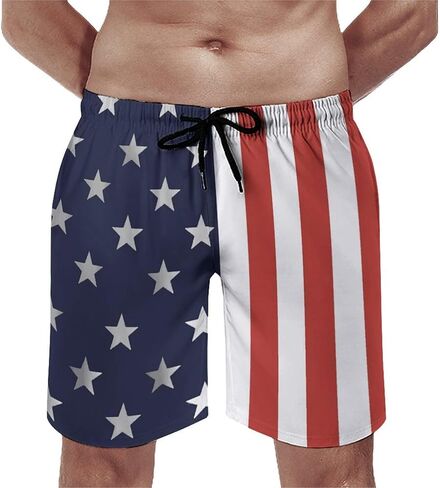Mens American Flag Swim Trunks with Compression Liner 4th of July Patriotic Bathing Suit Quick Dry 2 in 1 Board Shorts in Saudi Arabia