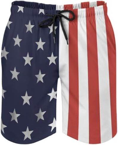 Mens American Flag Swim Trunks with Compression Liner 4th of July Patriotic Bathing Suit Quick Dry 2 in 1 Board Shorts in Saudi Arabia