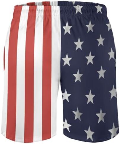 Mens American Flag Swim Trunks with Compression Liner 4th of July Patriotic Bathing Suit Quick Dry 2 in 1 Board Shorts in Saudi Arabia