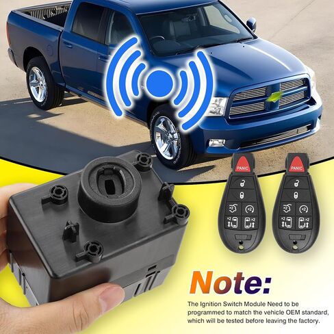 مفتاح وحدة الإشعال اللاسلكي (مع مفاتيح) متوافق مع 2011-2014 دودج تشالنجر ، RAM 1500 2500 3500 4500 5500 ، Jeep Grand Cherokee ، Chrysler Town & Country استبدال# 68105738ae 68105738ac in Kuwait