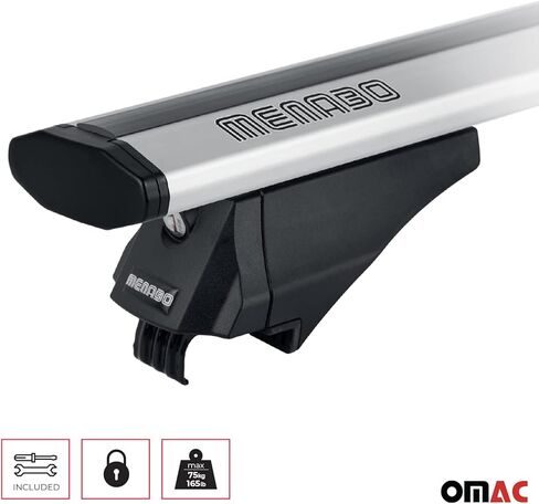 رفوف سقف OMAC حاملة الأمتعة الصليب عبر الحديد من أجل لكزس RX 2016-2022 Black 2 PCS مضاد للسرقة للسفر قوارب الكاياك ركوب الأمواج التزلج على الجليد التزلج على الجليد in Kuwait